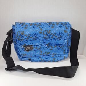 Nike Escape Sample Messenger Bag Blue Floral Embroidered Shoulder Laptop Book